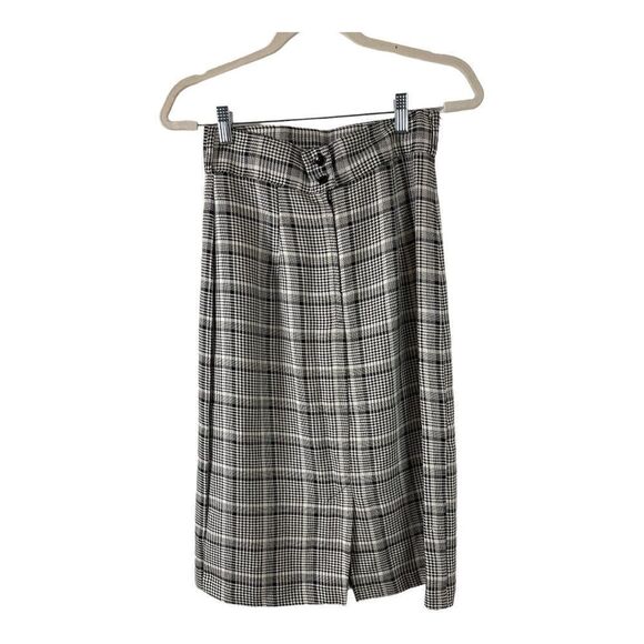 Vintage 90s Danielle B High Waist Black White Checked Skirt Women's Small Midi - Picture 4 of 6